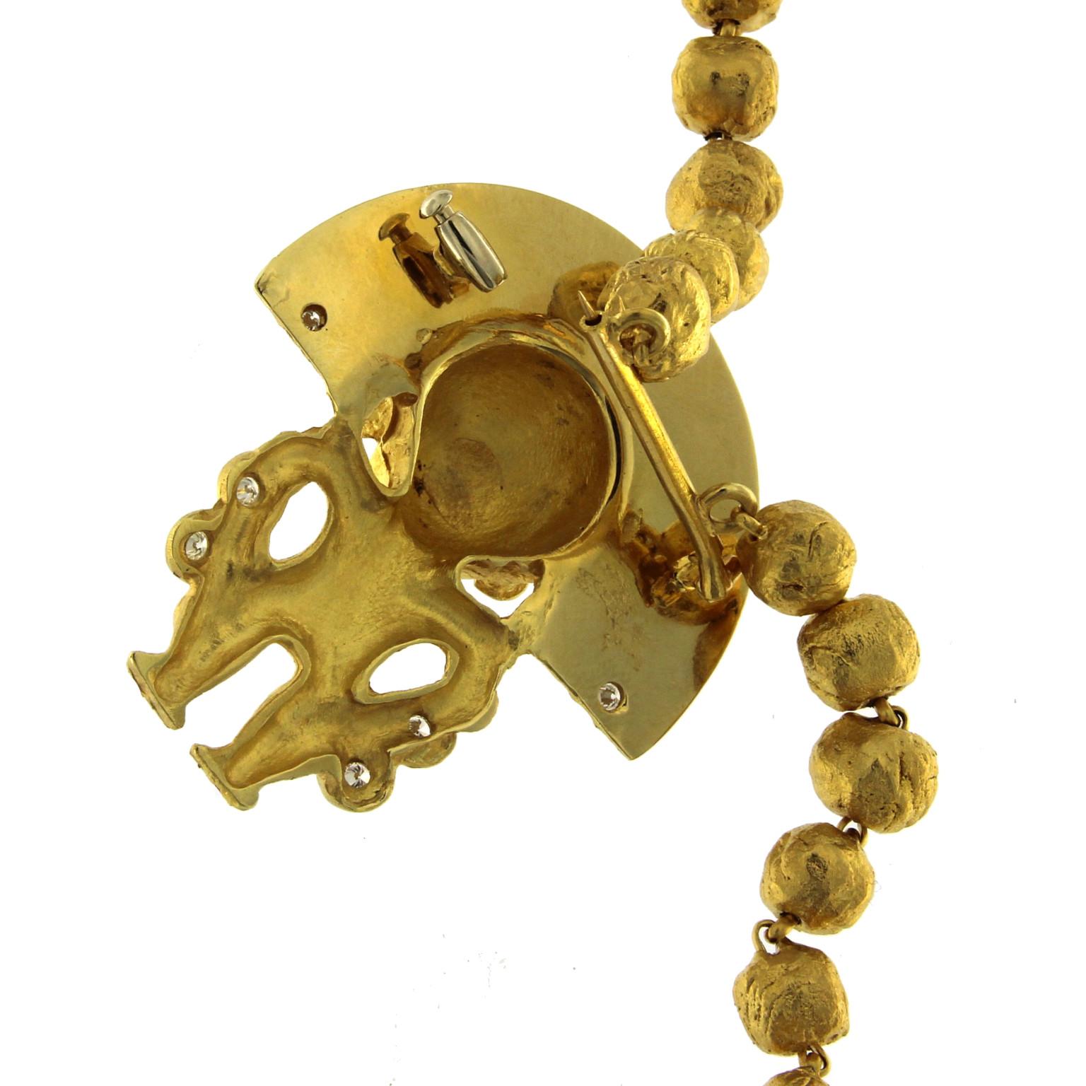 Brilliant Cut 18 Karat Yellow Chain with Amulet For Sale