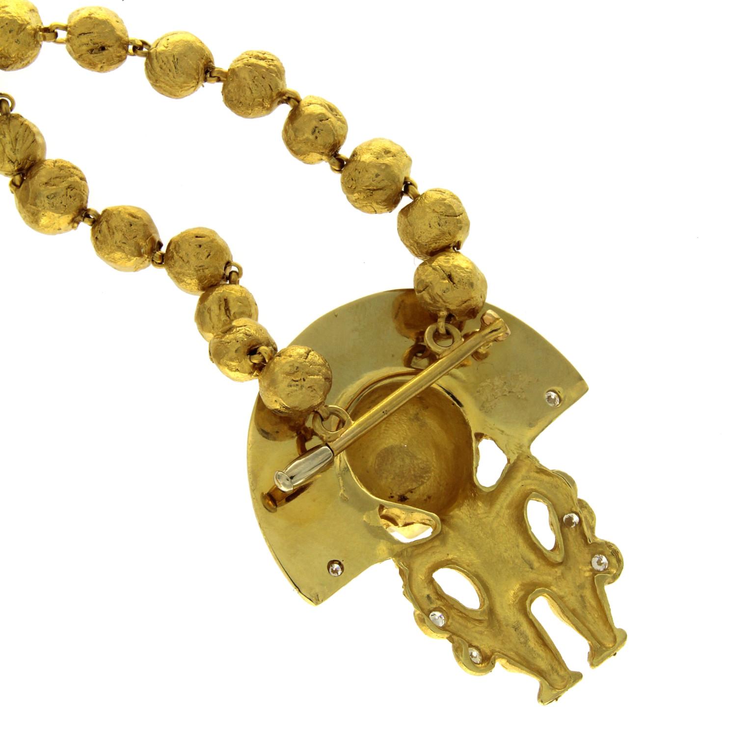 Women's 18 Karat Yellow Chain with Amulet For Sale