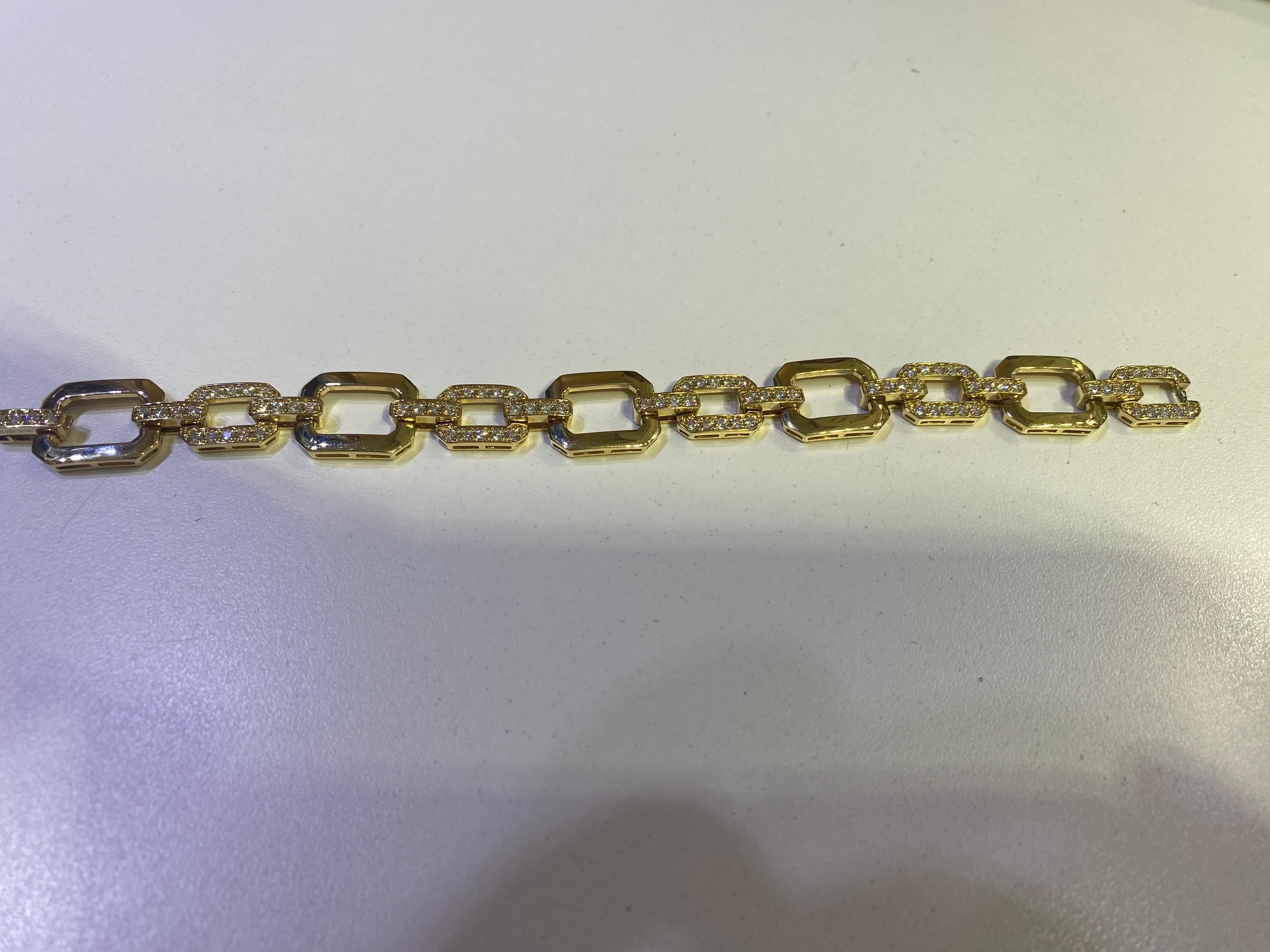 Moderne Bracelet à maillons en diamant jaune 18 carats de 2,75 carats en vente