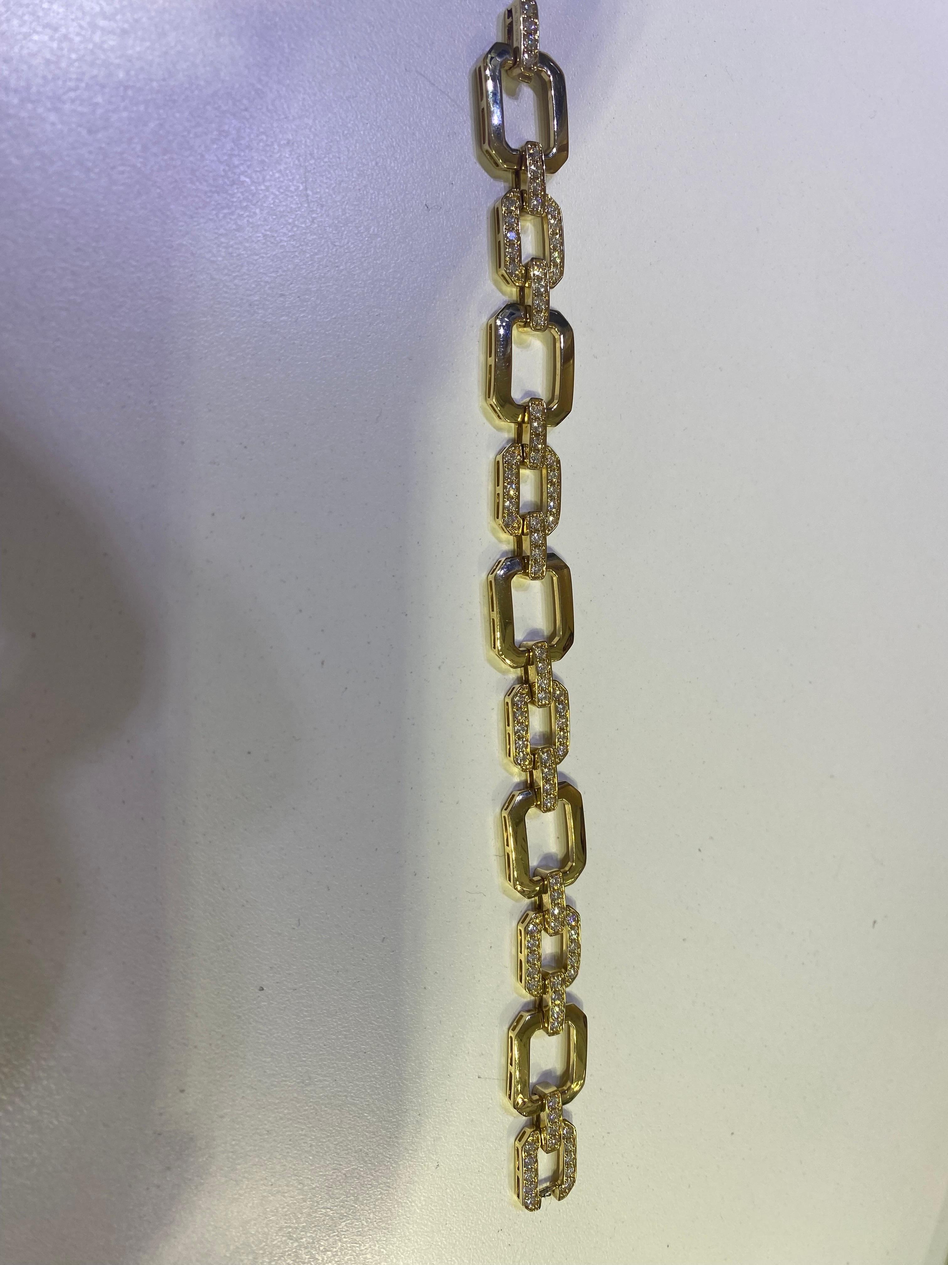 Bracelet à maillons en diamant jaune 18 carats de 2,75 carats Neuf - En vente à Great Neck, NY