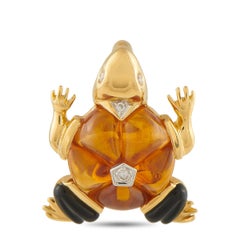 Colgante de tortuga con diamante amarillo de 18 quilates, ónix y citrino MF04-071525