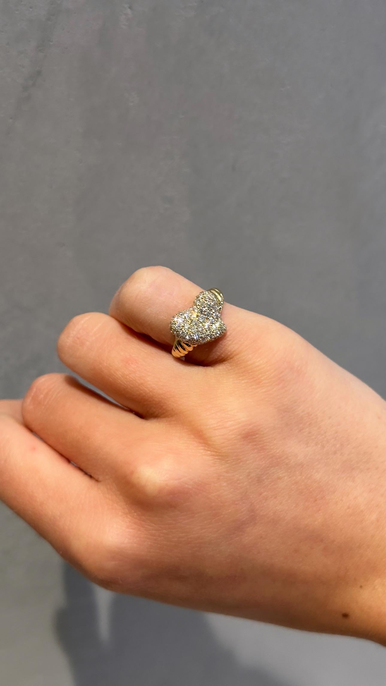 Anillo Meñique Amarillo y Diamante 18K Corte redondo en venta