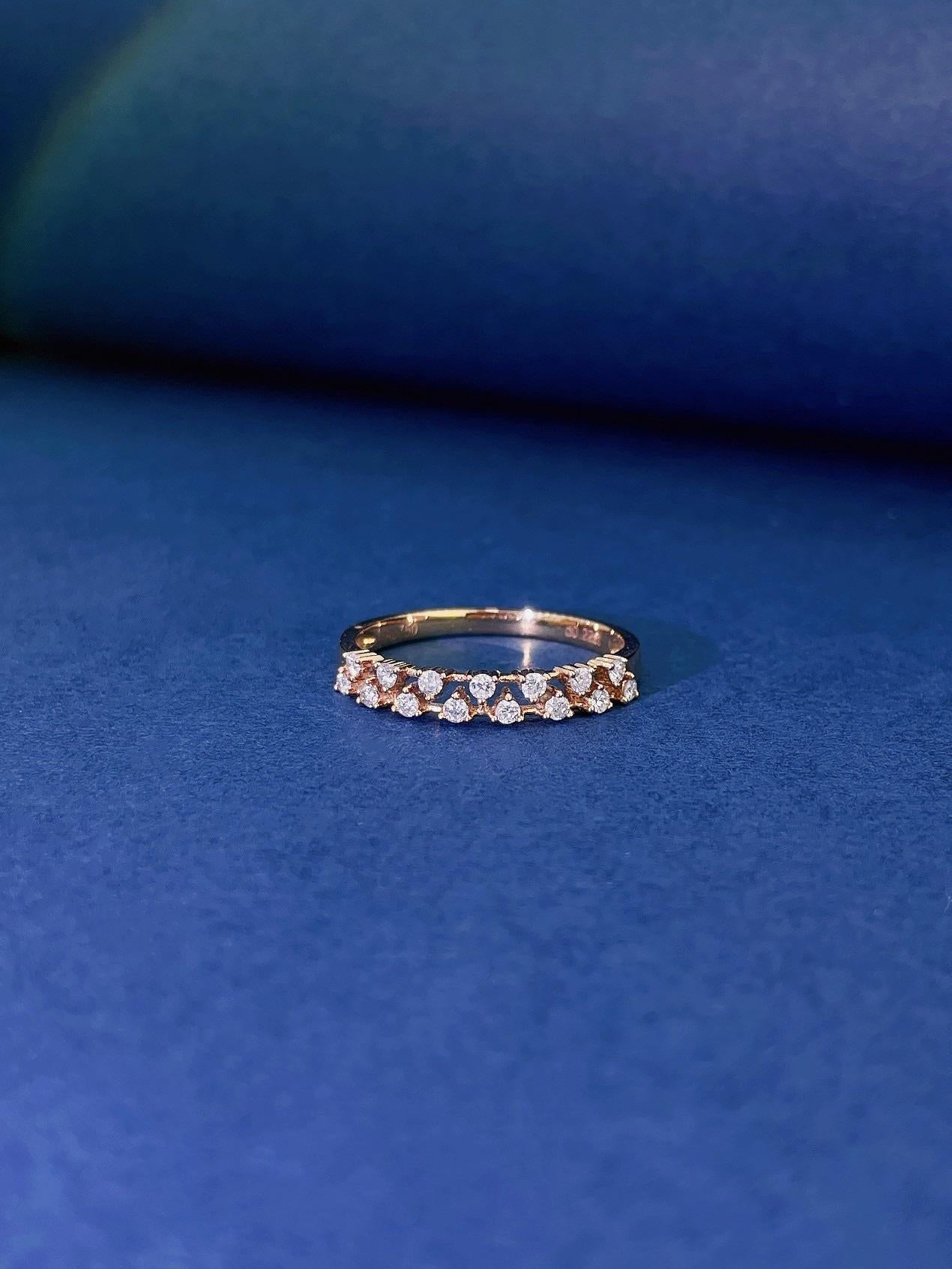 18K Yellow Double Row Starry Sky Ring with Natural Diamonds For Sale 1