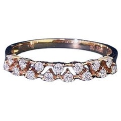 Anillo Doble Fila Cielo Estrellado Amarillo 18K con Diamantes Naturales