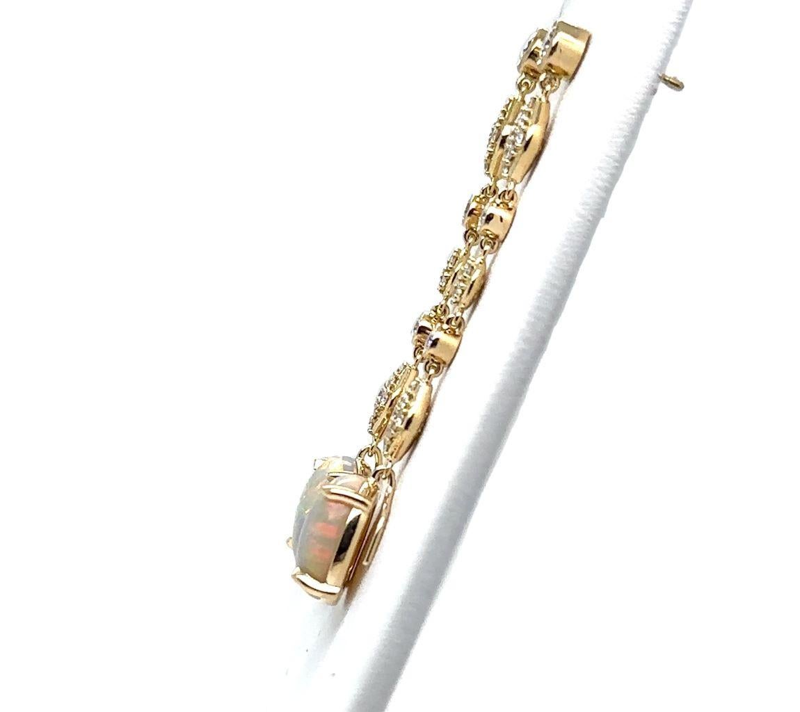 E-DROP-OPAL - Orecchini pendenti in giallo 18K con diamanti e opale nero In condizioni Nuovo in vendita a New York, NY