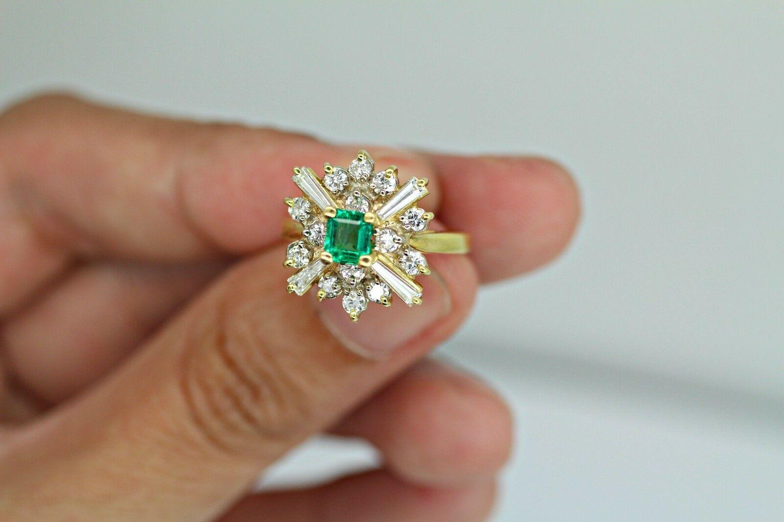 Contemporary 18 Karat Yellow Emerald and Diamond Ballerina Ring For Sale