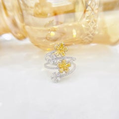 18K Yellow Four-Layer Double Flower Ring with Natural Diamonds
