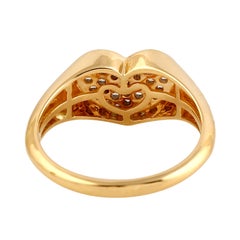 18k Yellow God Ring Fancy Diamonds Set In Heart Shape