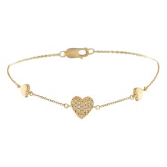 18K Yellow Gold 0.05ct Diamond Heart Bracelet BR10515-Y