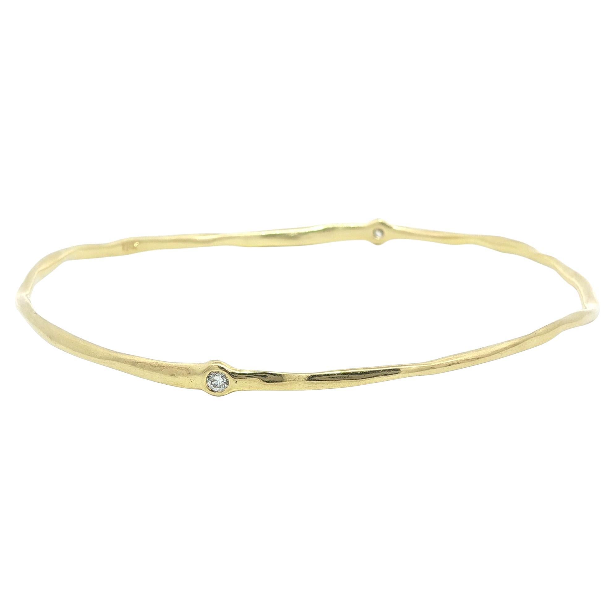 18k Yellow Gold 0.07ctw Bezel Diamond Free From Slip On Bangle Bracelet For Sale