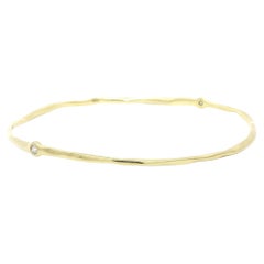 18k Yellow Gold 0.10ctw Round Bezel Diamond Free From Slip On Bangle Bracelet