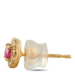 18K Yellow Gold 0.12ct Diamond and Ruby Earrings MF31-031226
