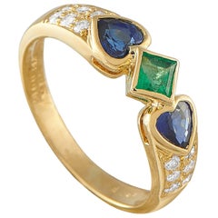 18K Yellow Gold 0.16ct Diamond, Emerald, 
Sapphire Ring MF18-110625