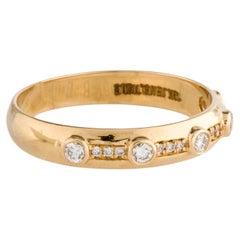 Anillo de oro amarillo de 18 quilates con 0,18 quilates de diamantes, talla 6,75