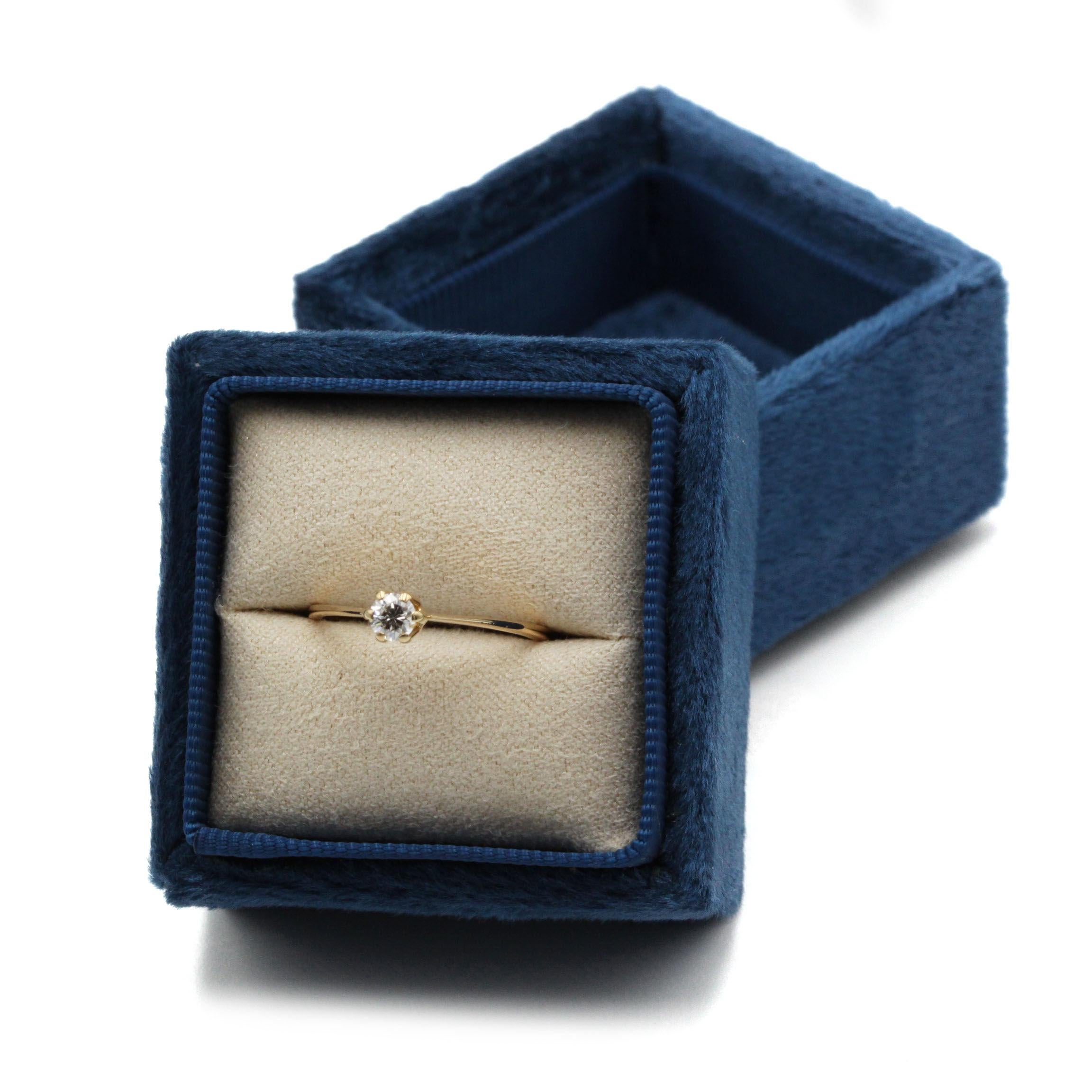 Taille brillant Bague solitaire minimaliste en or jaune 18 carats, diamants 0,20 carat H SI en vente