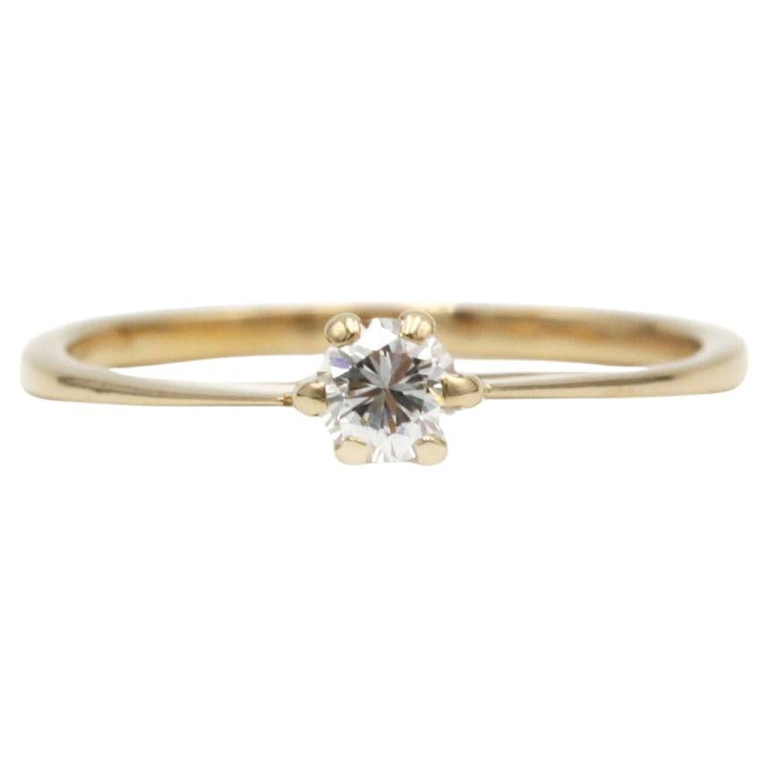 18K Yellow Gold 0.20 ct H SI Diamond Minimalist Solitaire Ring