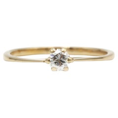 18K Yellow Gold 0.20 ct H SI Diamond Minimalist Solitaire Ring