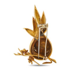 18K Yellow Gold 0.20ct Diamond and Enamel Bird Brooch MF04-070926