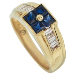 Anello in oro giallo 18 carati con diamanti e zaffiri da 0,20 carati MF19-110625