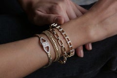 18 Karat Yellow Gold, 0.26 Carat Diamond Hexagon Bangle