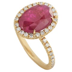 18K Yellow Gold 0.27ct Diamond and Ruby Ring MF26-050726
