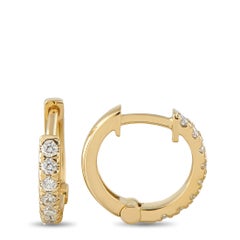18K Yellow Gold 0.28ct Diamond Huggie Hoop Earrings PS19-111925