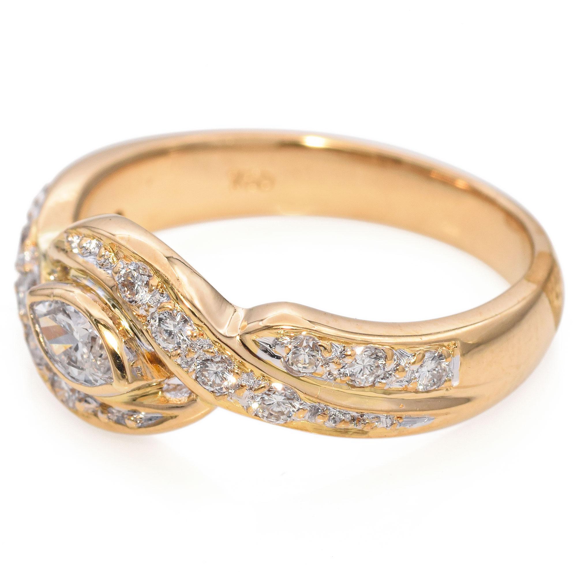Donna Anello nuziale in oro giallo 18K con diamante da 0,30 TCW in vendita