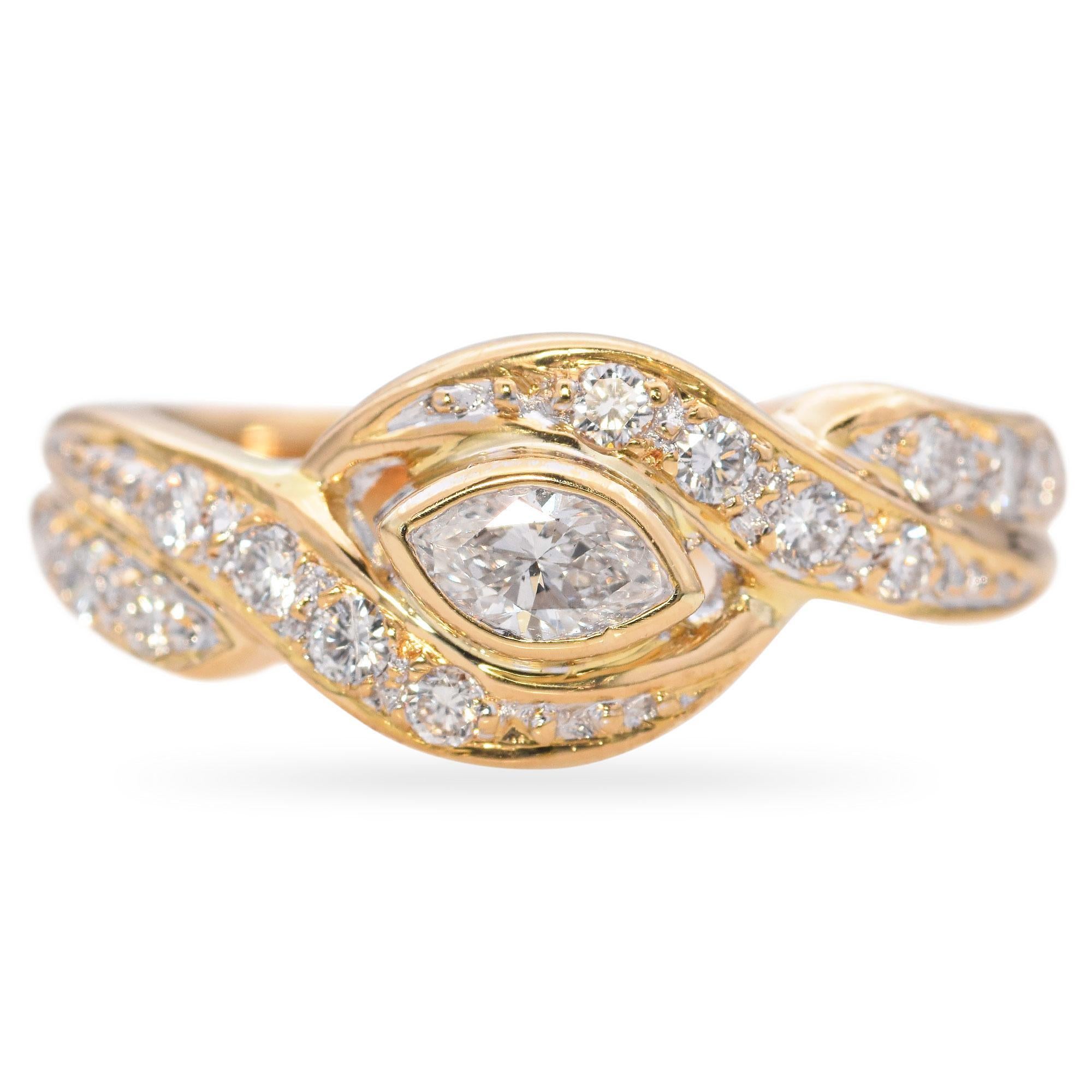 Anello nuziale in oro giallo 18K con diamante da 0,30 TCW