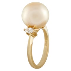 Bague en or jaune 18K avec diamant et perle de 0,30ct MF36-052126