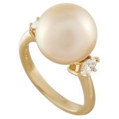 Bague en or jaune 18K avec diamant et perle de 0,30ct MF36-052126
