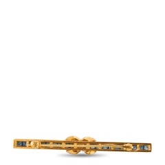 18K Yellow Gold 0.30ct Diamond and Sapphire Pin Brooch MF19-063026