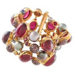 Pulsera de oro amarillo de 18 quilates con diamantes y turmalina de 0,30 ct MF02-012326