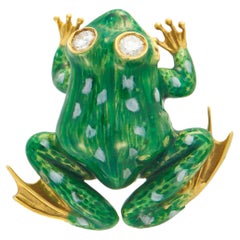 18K Yellow Gold 0.30ct Diamond Frog Brooch MF02-0203216