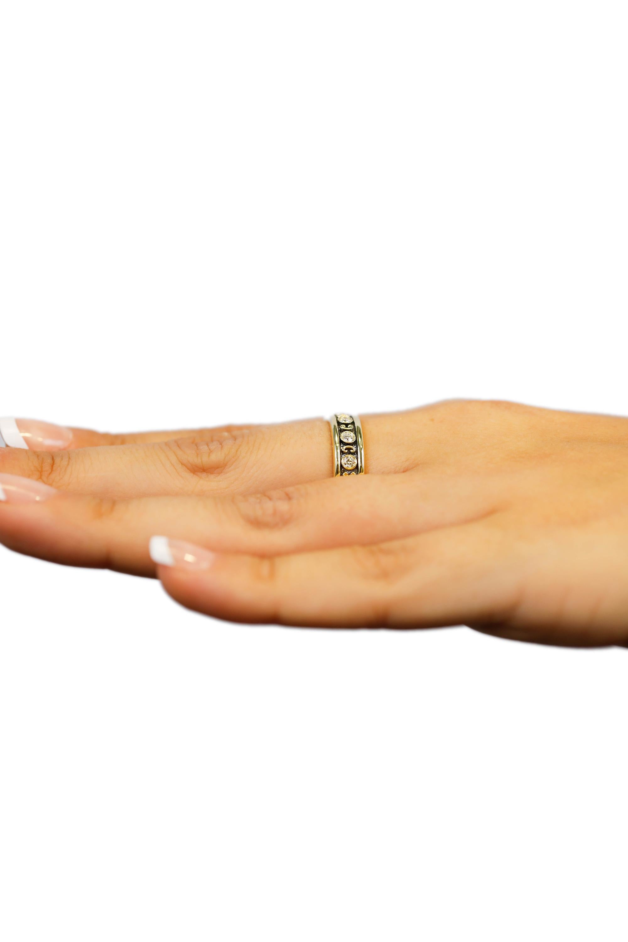 18 Karat Yellow Gold 0.35 Carat Round Diamond Band Ring US Size 6 1