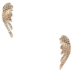 18k Yellow Gold 0.35ctw Round Brilliant Natural Diamonds Wing Earrings