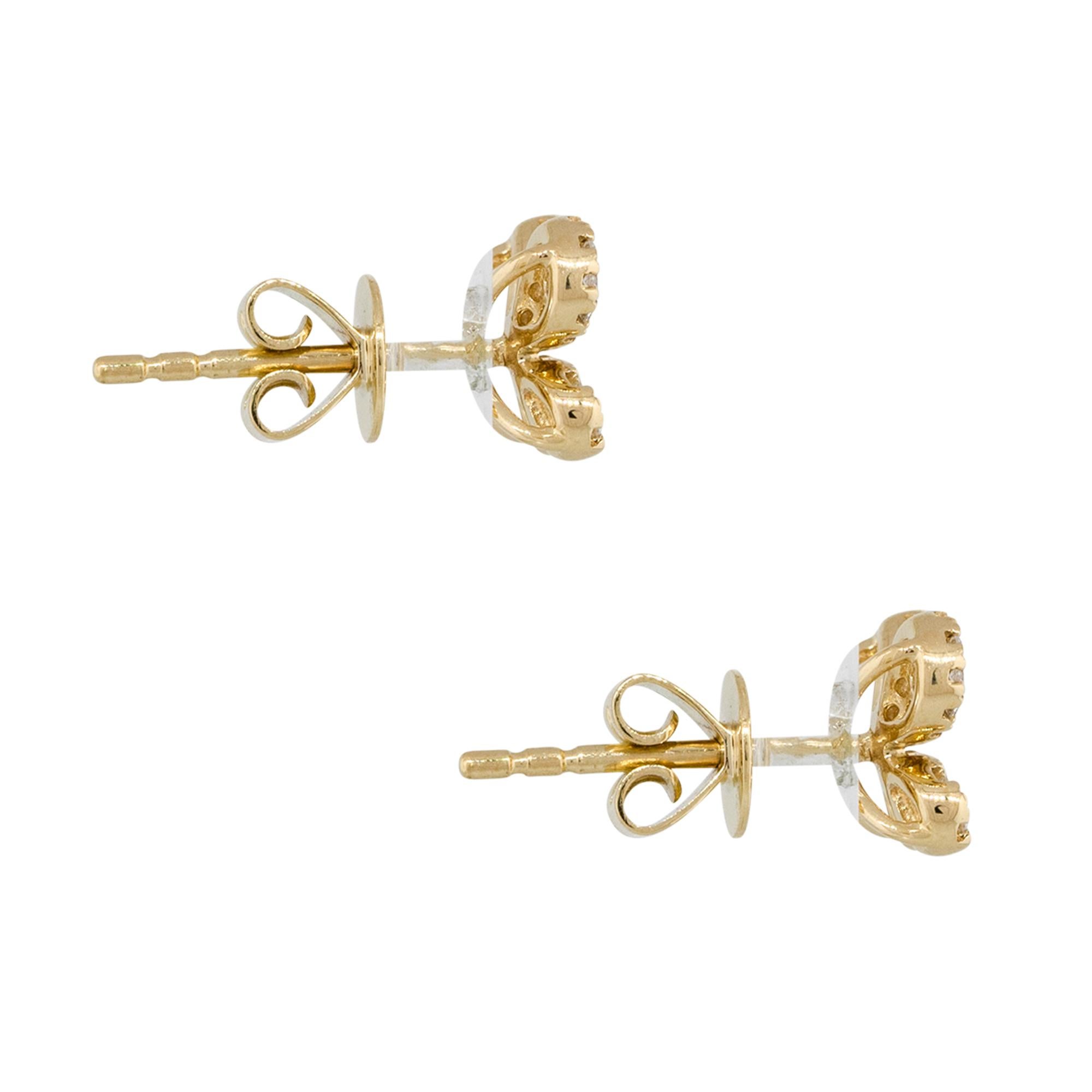 Round Cut 18 Karat Yellow Gold 0.39 Carat Diamond Butterfly Pave Earring Studs