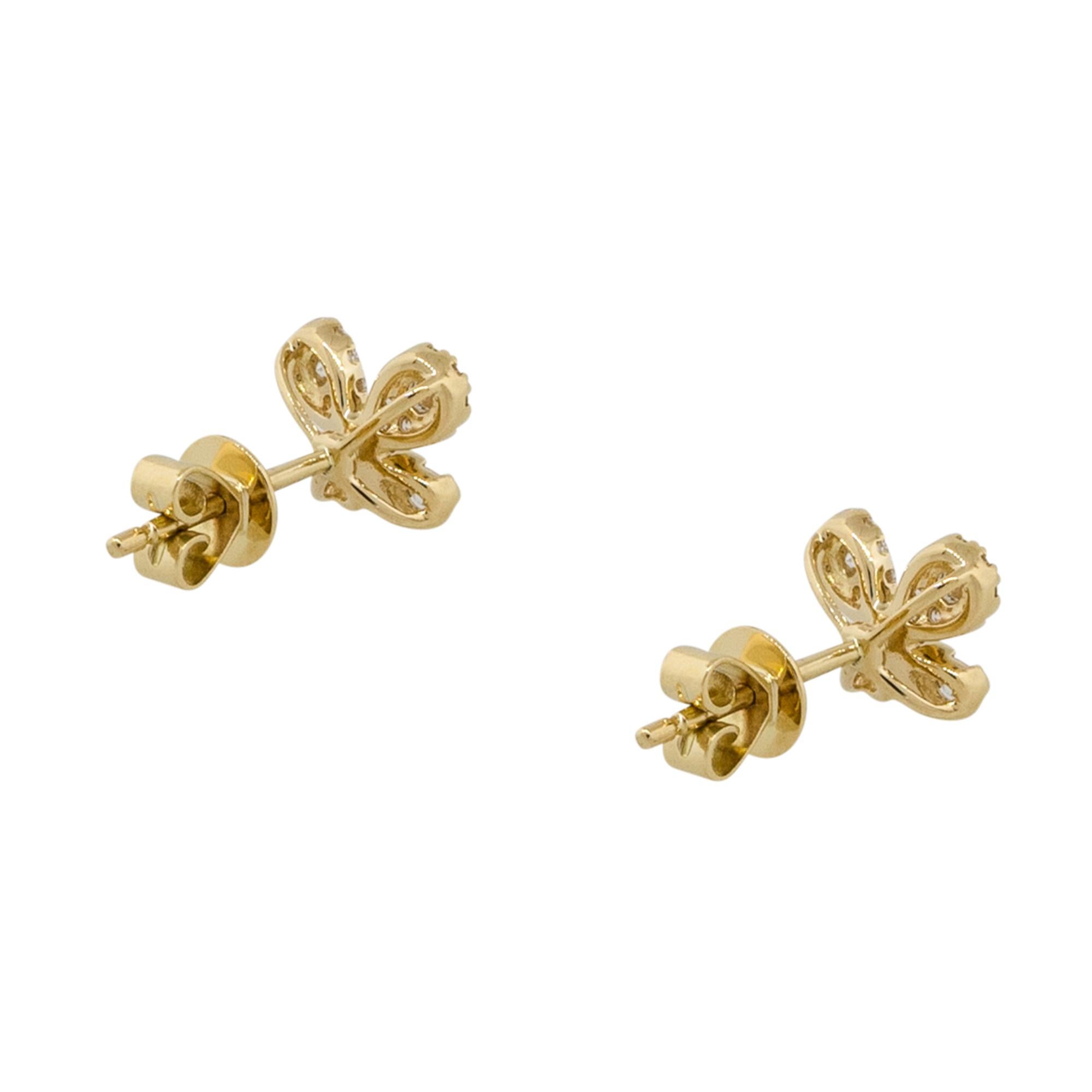 18 Karat Yellow Gold 0.39 Carat Diamond Butterfly Pave Earring Studs In New Condition In Boca Raton, FL
