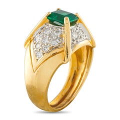 18K Yellow Gold 0.40ct Diamond and Emerald Ring MF15-030226