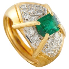 18K Yellow Gold 0.40ct Diamond and Emerald Ring MF15-030226