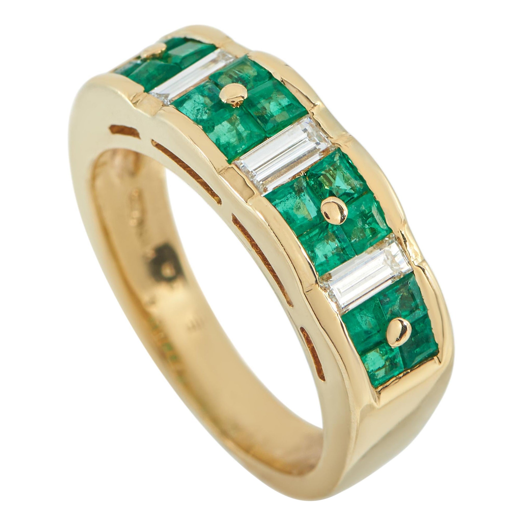 18K Gelbgold 0,42ct Diamant und Smaragd Ring MF21-110525