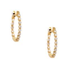 18k Yellow Gold 0.42ct Diamond Inside Out Hoop Earrings