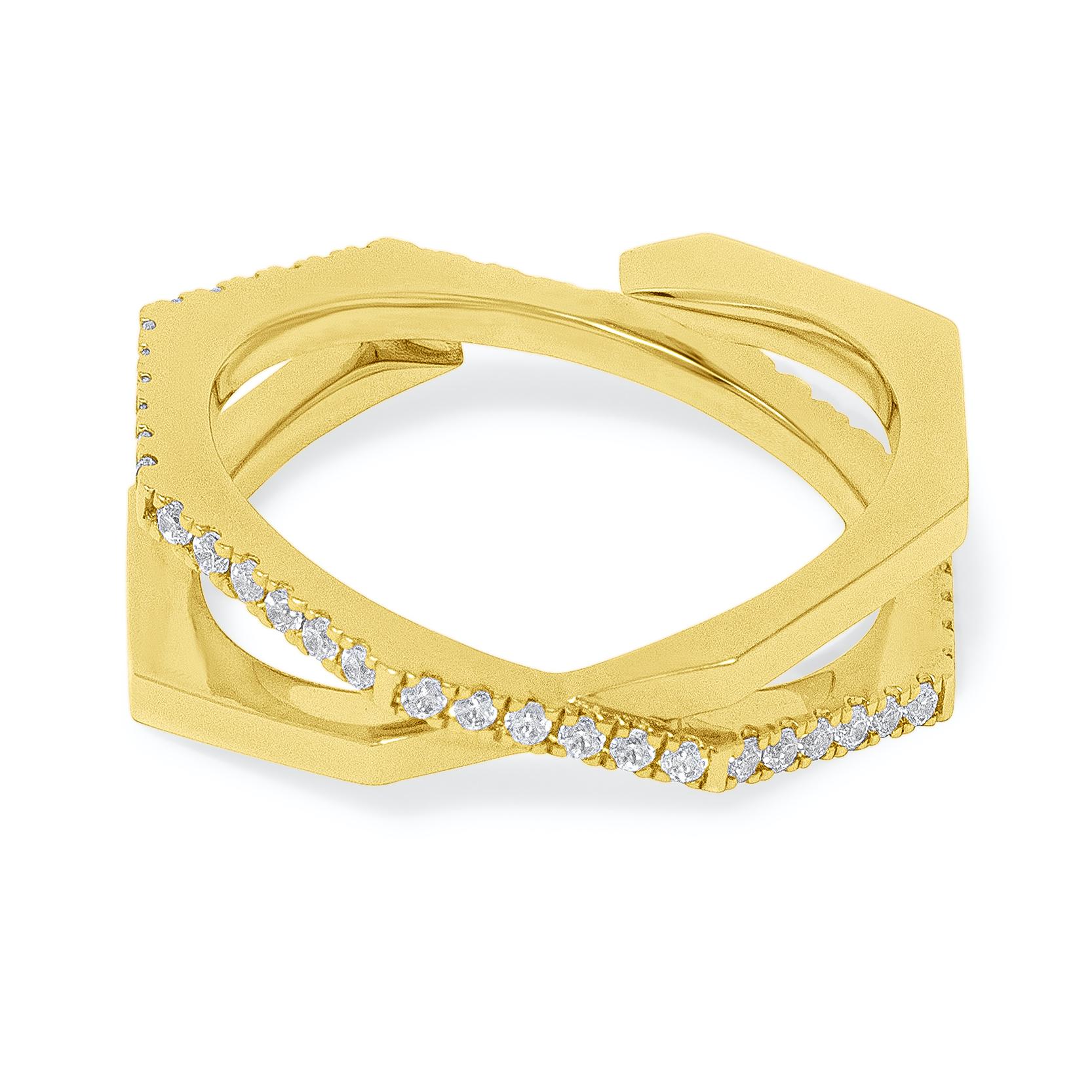 For Sale:  18k Yellow Gold 0.44 Carat Round Brilliant-Cut White Diamonds Pave Xavi Ring 3