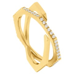 Bague Xavi en or jaune 18 carats avec diamants blancs taille ronde brillants de 0,44 carat