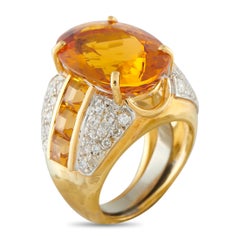 18K Gelbgold 0,48ct Diamant und Citrin Ring MF17-050626