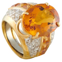 18K Gelbgold 0,48ct Diamant und Citrin Ring MF17-050626