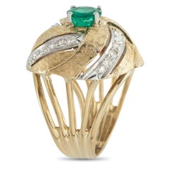 18K Yellow Gold 0.48ct Diamond and Emerald Ring MF02-030226