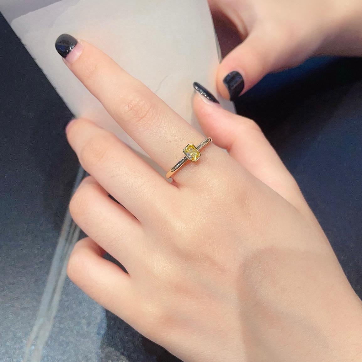 18 Karat Gelbgold 0,50 Karat Gelber Diamant-Ring für Damen oder Herren im Angebot