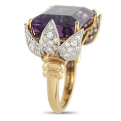 18K Gelbgold 0,50ct Diamant und Amethyst Ring MF06-043026