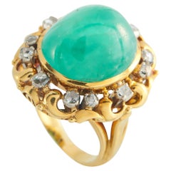 18K Yellow Gold 0.50ct Diamond and Emerald Ring MF39-020526