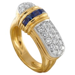 Anillo de oro amarillo de 18 quilates con diamante y zafiro de 0,50 ct MF29-050626